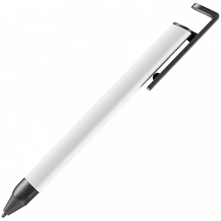 Ручка шариковая Standic с подставкой для телефона, белая
