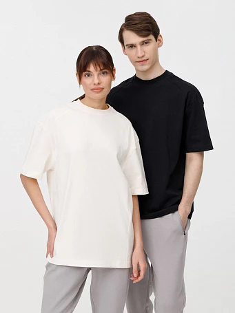 Футболка оверсайз унисекс Sideline, молочно-белая