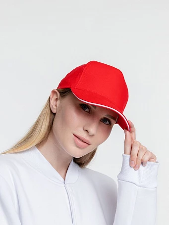 Бейсболка Classic 2.0, красная с белым кантом