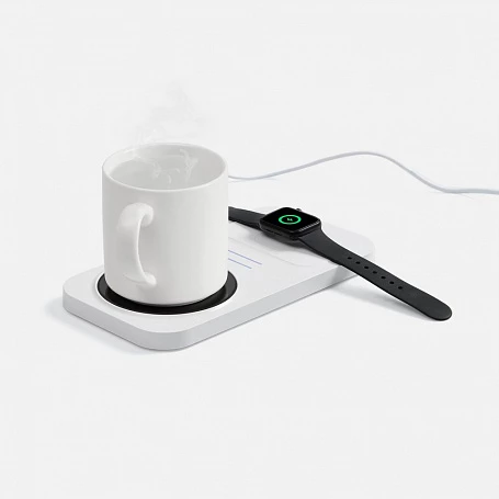 Беспроводное зарядное устройство с подогревом кружки Hot Task, белое