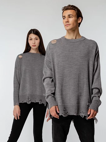 Джемпер оверсайз унисекс Grunge, серый