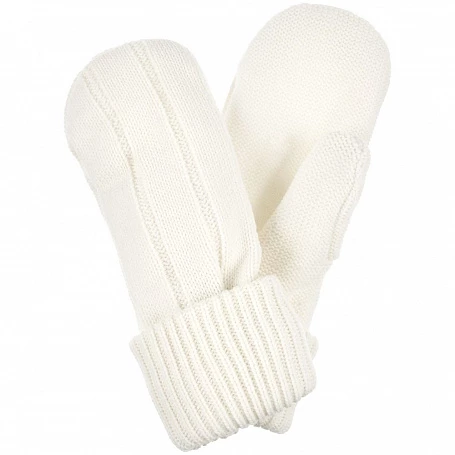 Варежки Knit Beat, белые (молочные)