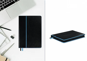 Ежедневник Alanis, недатированный, черный с голубым