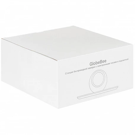 Станция беспроводной зарядки с часами и подсветкой GlobeBee, белая