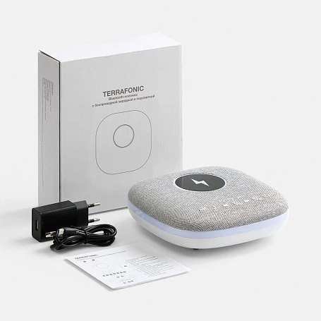 Bluetooth-колонка с беспроводной зарядкой и подсветкой Terrafonic, серая