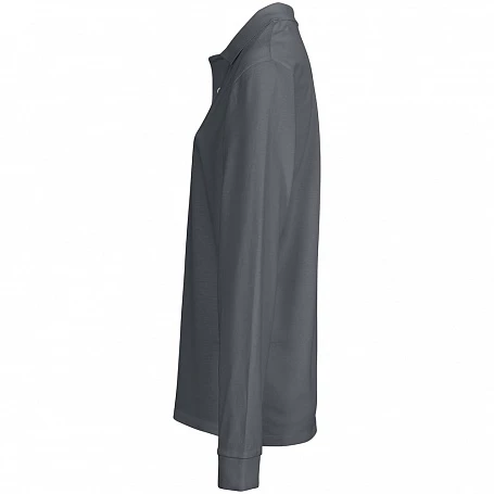 Рубашка поло унисекс с длинным рукавом Pacific LSL, темно-серая (графит)