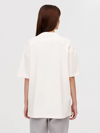 Футболка оверсайз унисекс Sideline, молочно-белая