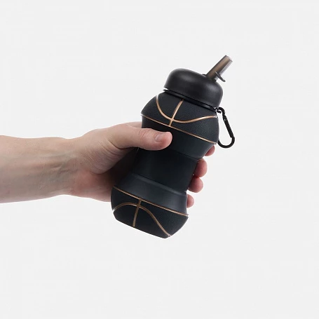 Складная бутылка для воды Basketball Flex, черная