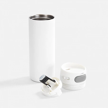 Термостакан X1 с цветной кнопкой, белый с серым