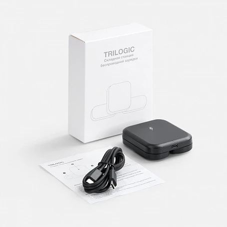 Складная станция беспроводной зарядки Trilogic, черная