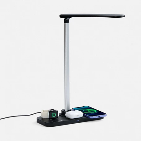 Настольная лампа с беспроводной зарядкой Power Light, черная