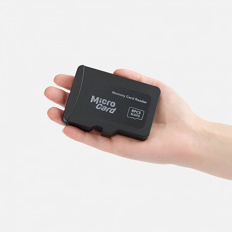 Органайзер для карт памяти и SIM с кардридером Multitask, черный