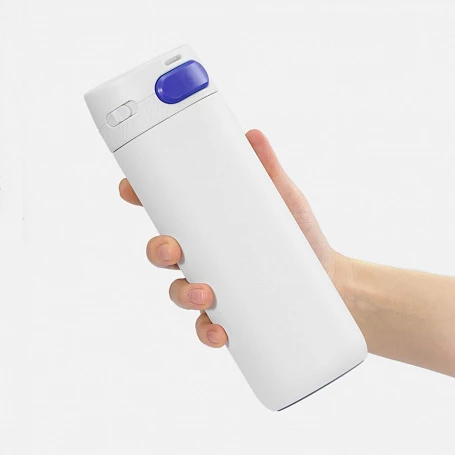 Термостакан X1 с цветной кнопкой, белый с синим