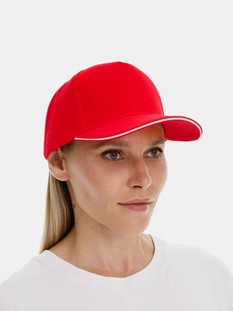 Бейсболка Classic 2.0, красная с белым кантом