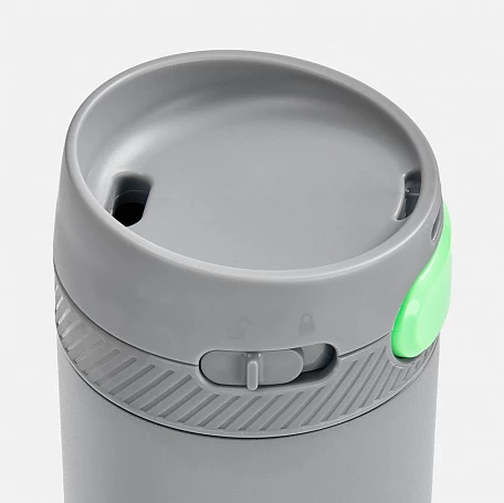 Термостакан X1 с цветной кнопкой, серый с зеленым