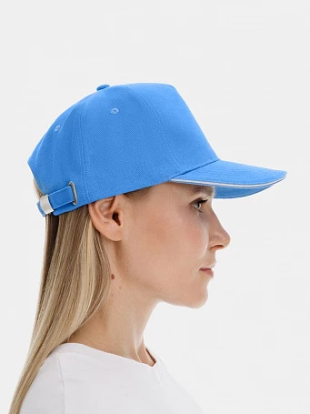 Бейсболка Classic 2.0, синяя с белым кантом