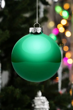Елочный шар Finery Gloss, 10 см, глянцевый зеленый