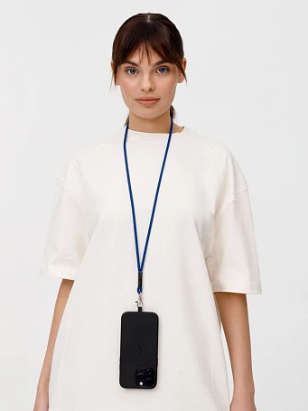 Шнурок для бейджа Tube Metal, синий