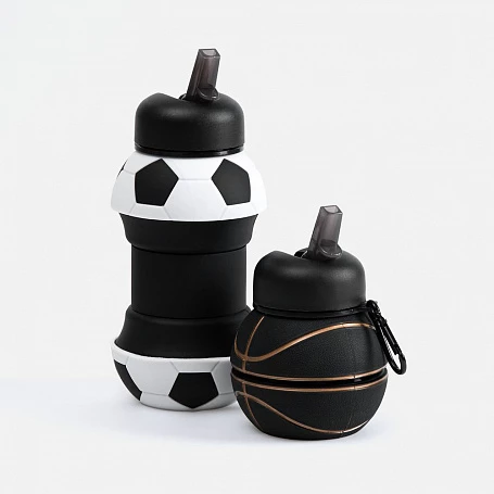 Складная бутылка для воды Basketball Flex, черная