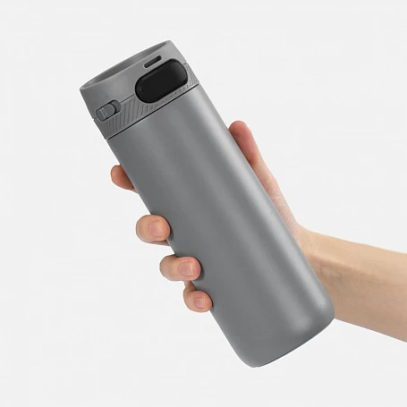 Термостакан X1 с цветной кнопкой, серый с черным