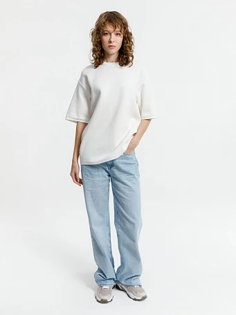 Джемпер с коротким рукавом Siluetti Volumica, молочно-белый