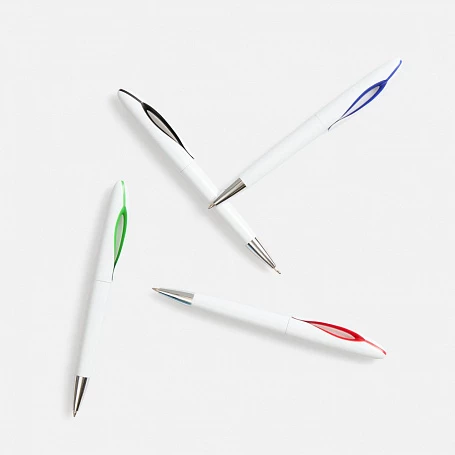 Ручка шариковая Nave, белая с зеленым