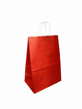 Крафт-пакет с ручками 220*130*320мм с логотипом заказчика Красный