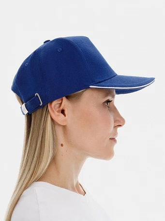 Бейсболка Classic 2.0, ярко-синяя с белым кантом