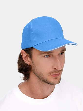 Бейсболка Classic 2.0, синяя с белым кантом