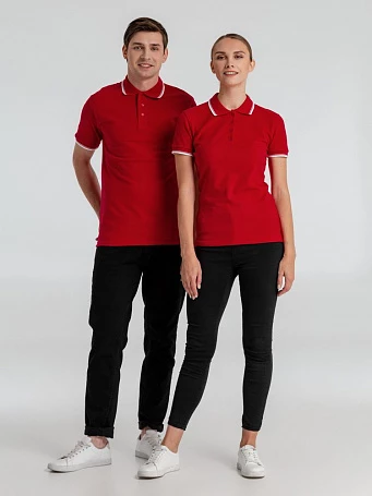 Рубашка поло мужская с контрастной отделкой Practice 270, красный/белый