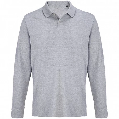 Рубашка поло унисекс с длинным рукавом Pacific LSL, серый меланж