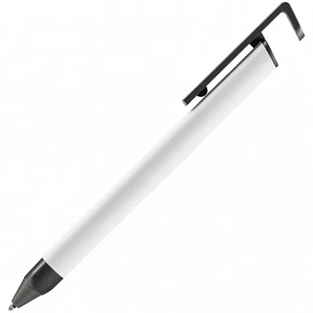 Ручка шариковая Standic с подставкой для телефона, белая