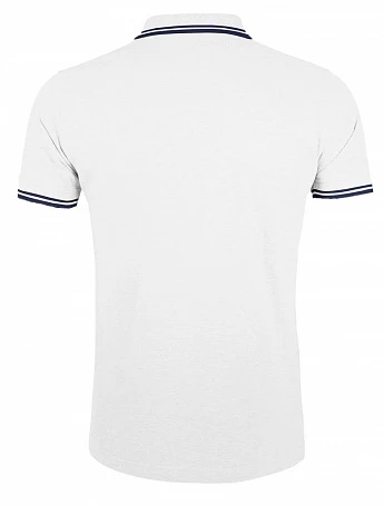 Рубашка поло мужская Pasadena Men 200 с контрастной отделкой, белая с синим