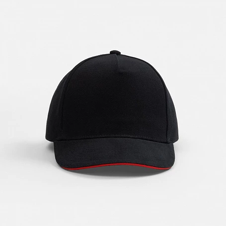 Бейсболка Classic 2.0, черная с красным кантом