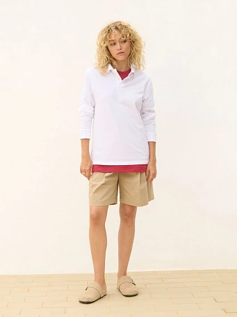 Рубашка поло унисекс с длинным рукавом Pacific LSL, белая