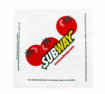 Бумажные салфетки с логотипом SubWay 25*25 см