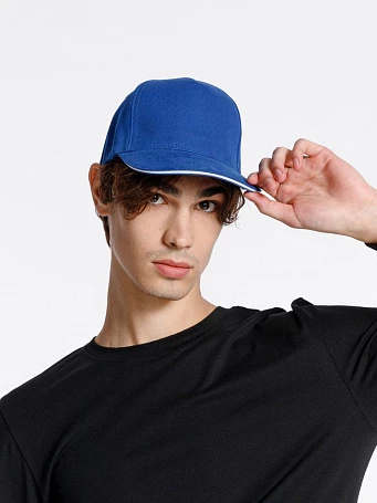 Бейсболка Classic 2.0, ярко-синяя с белым кантом