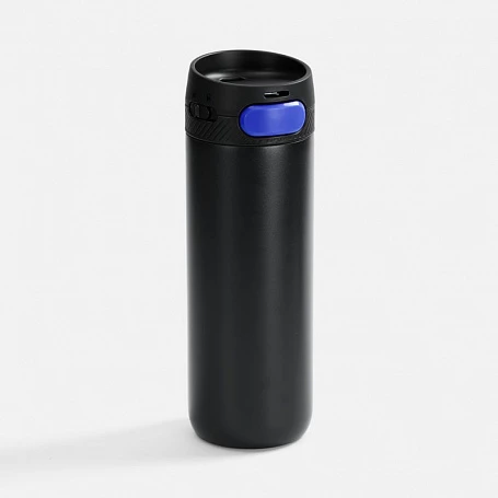 Термостакан X1 с цветной кнопкой, черный с синим