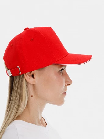 Бейсболка Classic 2.0, красная с белым кантом